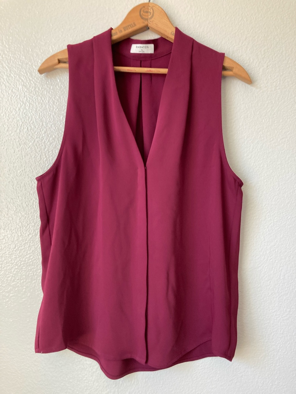 Babaton Wine Sleeveless V-Neck Blouse